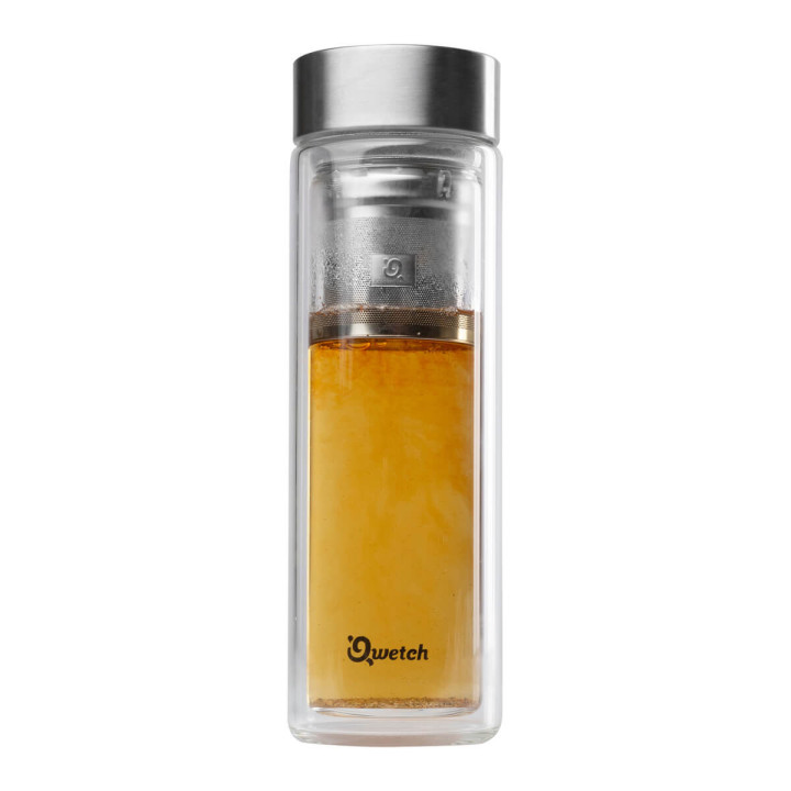 Théière verre double paroi inox brossé 430ml - Qwetch