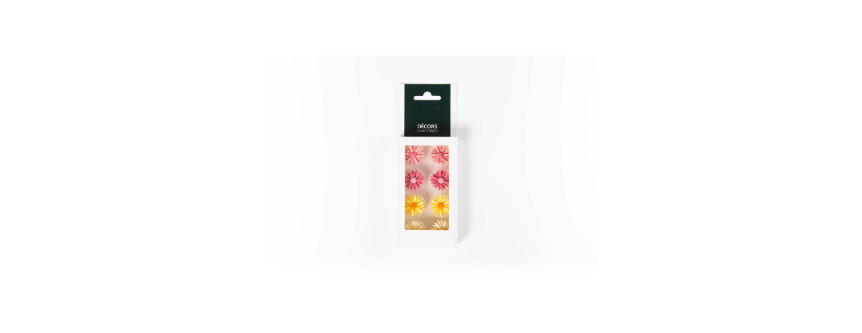 Décor en chocolat : 8 fleurs roses, jaunes et oranges 2,5 cm