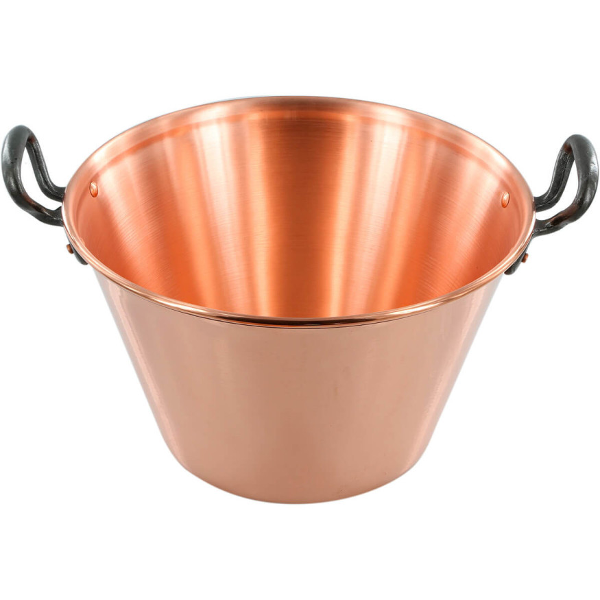 Bassine à confiture en cuivre parois hautes anses fontes 4L 