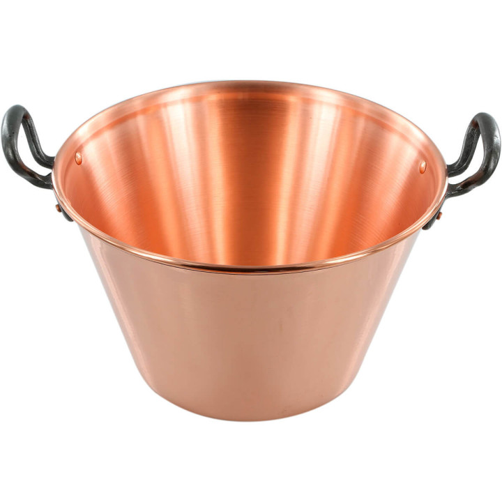 Bassine à confiture en cuivre parois hautes anses fontes 4L 