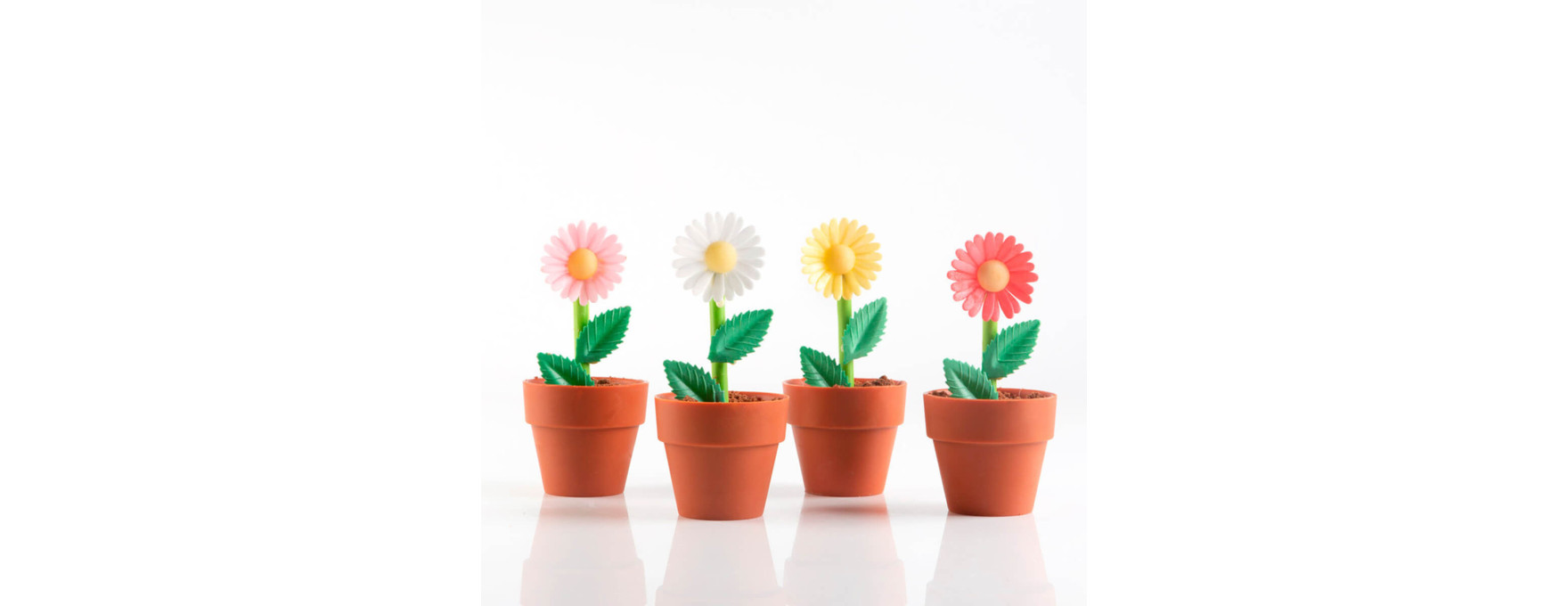 Décor en azyme : 15 marguerites blanches, jaunes, et roses
