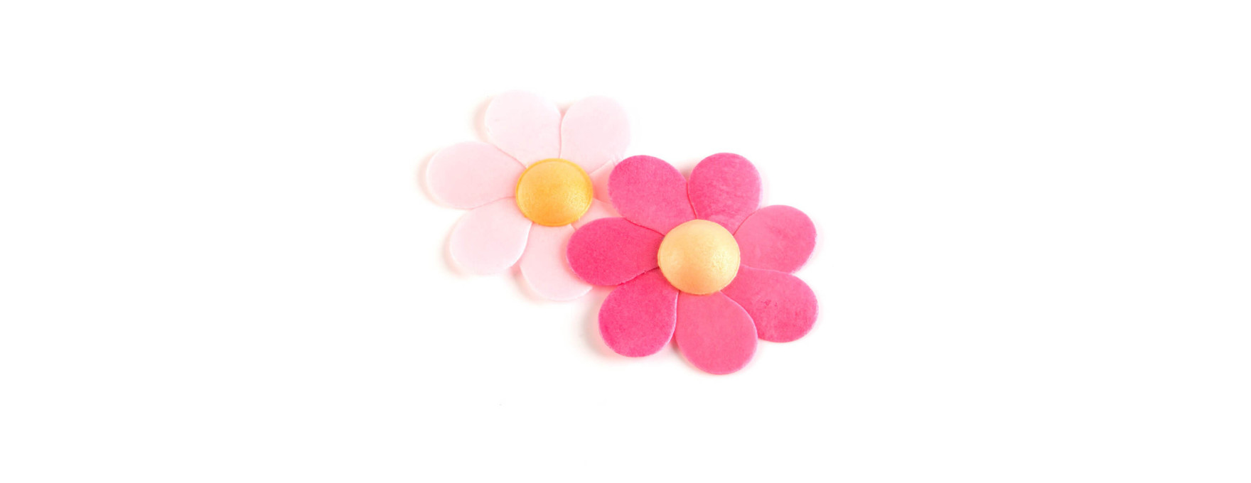 Décor en azyme : 10 grandes fleurs roses 6 cm