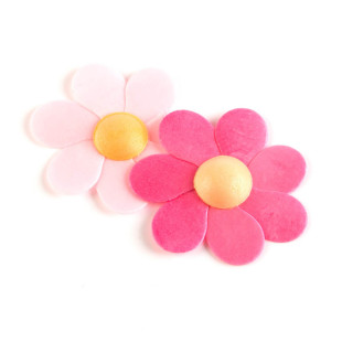 Décor en azyme : 10 grandes fleurs roses 6 cm