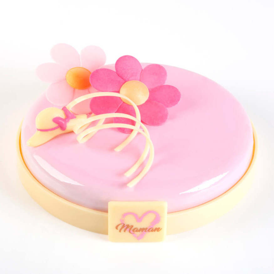 Décor en azyme : 10 grandes fleurs roses 6 cm