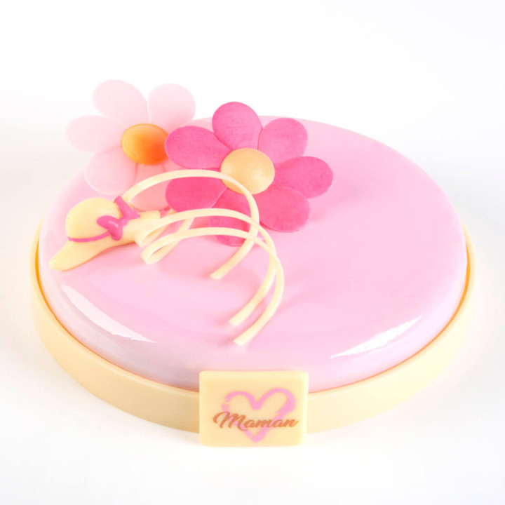 Décor en azyme : 10 grandes fleurs roses 6 cm