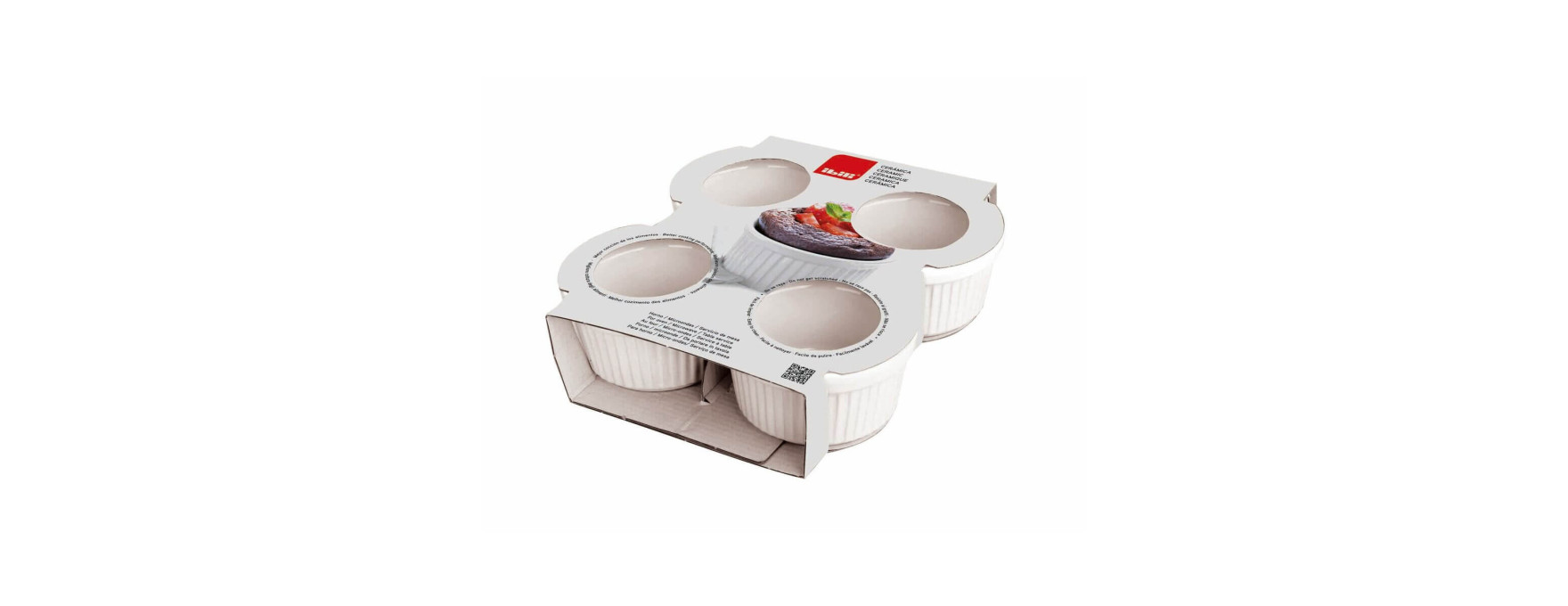 Lot de 4 ramequins en céramique blanche diamètre 9 cm - Ibil