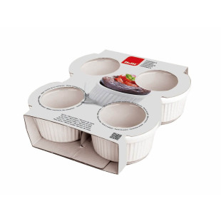 Lot de 4 ramequins en céramique blanche diamètre 9 cm - Ibil