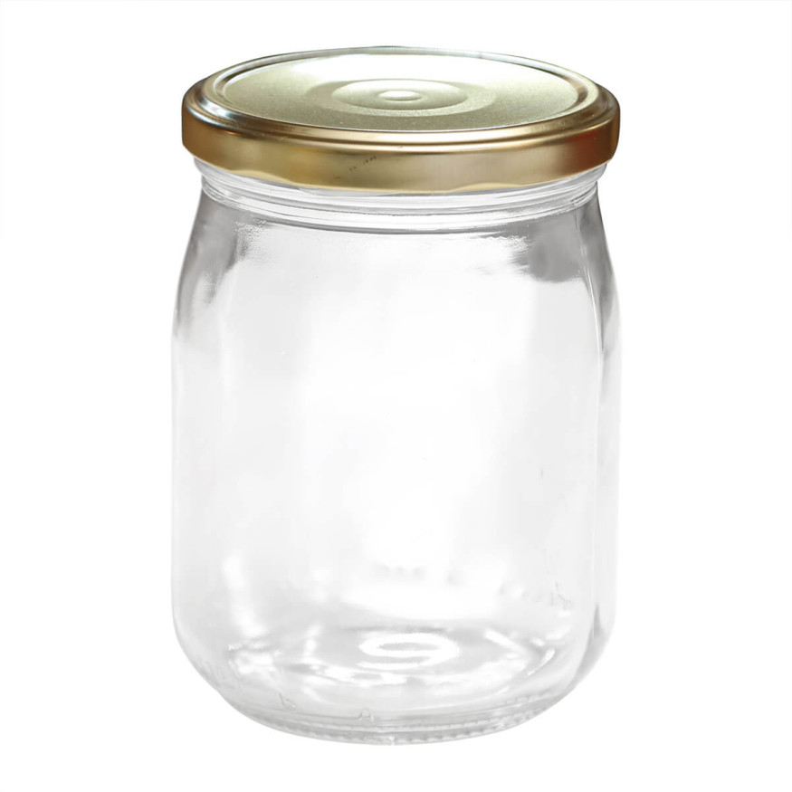 Lot de 6 bocaux de conservation en verre avec couvercle doré