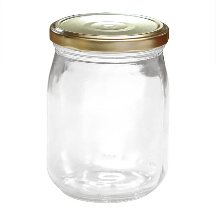 Lot de 6 bocaux de conservation en verre avec couvercle doré