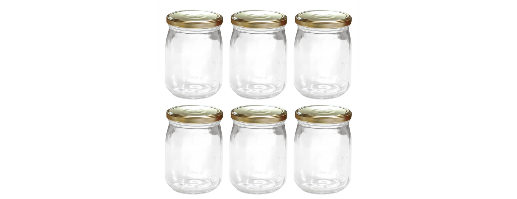 Lot de 6 bocaux de conservation en verre avec couvercle doré