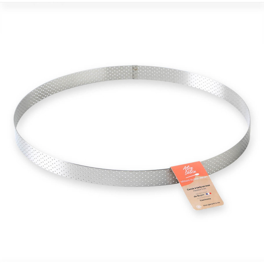 Cercle à tarte en inox perforé 8/10 parts 28.5 cm hauteur 2 cm