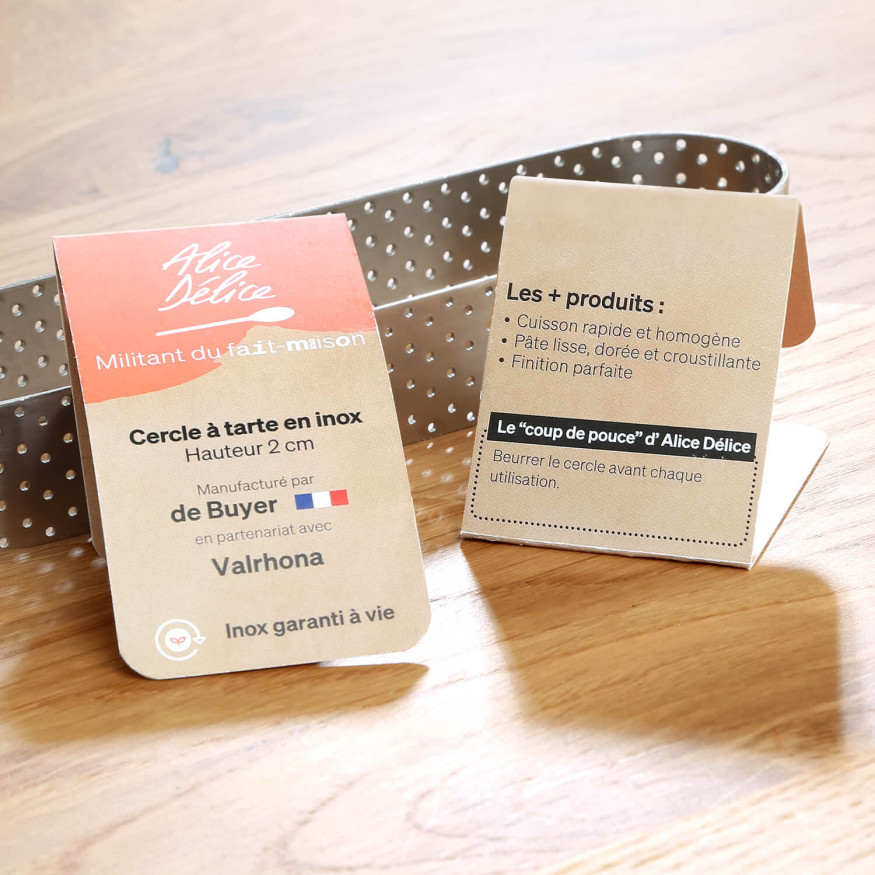 Cercle à tartelette oblong en inox perforé 14,5 x 3,7 cm - A