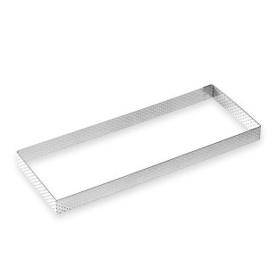Cadre à tarte rectangulaire en inox perforé 28 x 11 cm - Alice Délice