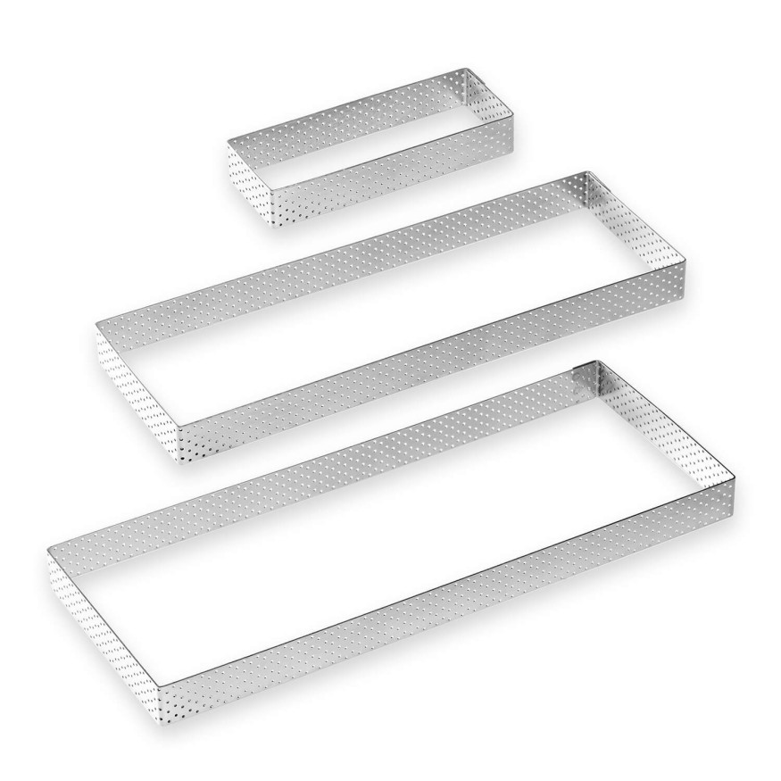 Cadre à tarte rectangulaire en inox perforé 28 x 11 cm - Alice Délice