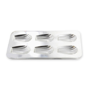 Moule 6 grosses madeleines en fer blanc 39,5 cm - Alice Déli