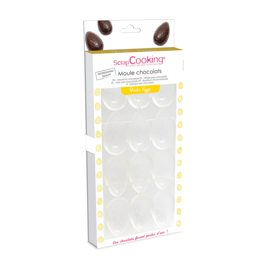Moule à chocolat en plastique rigide 12 empreintes Œufs de Pâques