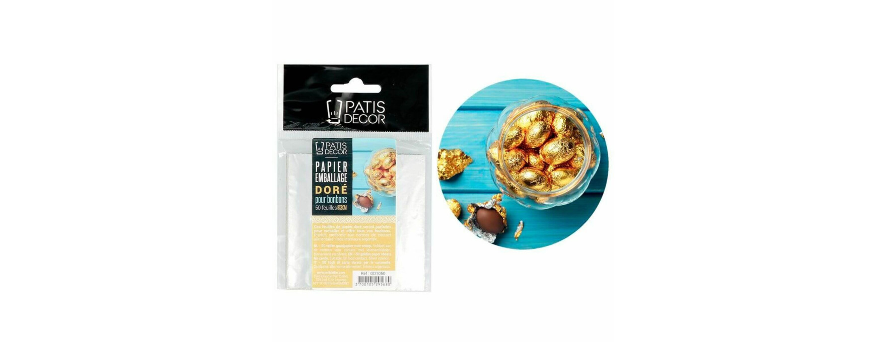 50 feuilles de papier emballage doré pour bonbons et chocola