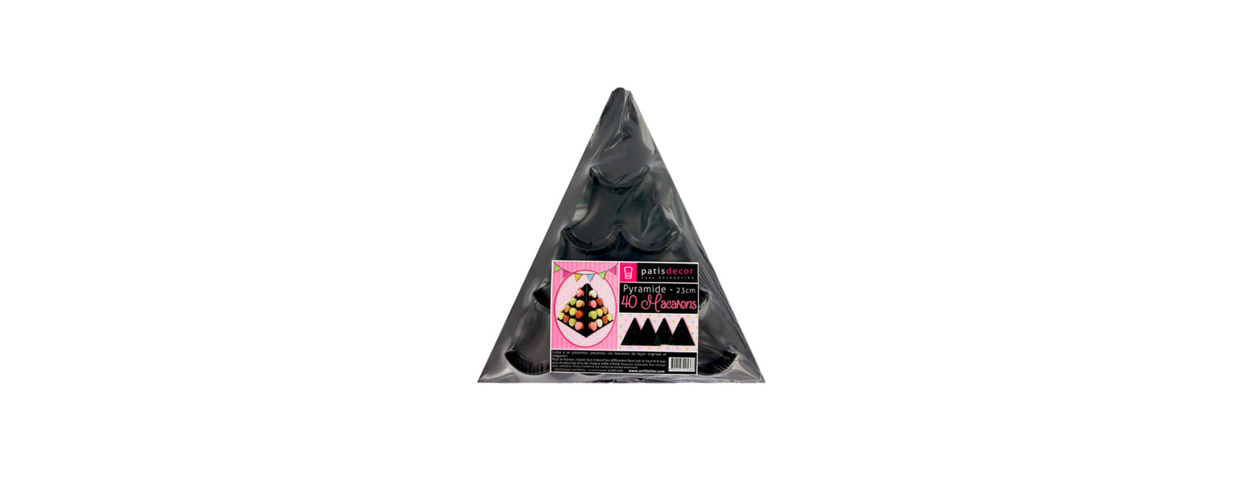 Présentoir pyramide à macarons en plastique noir 23 cm - Patisdecor
