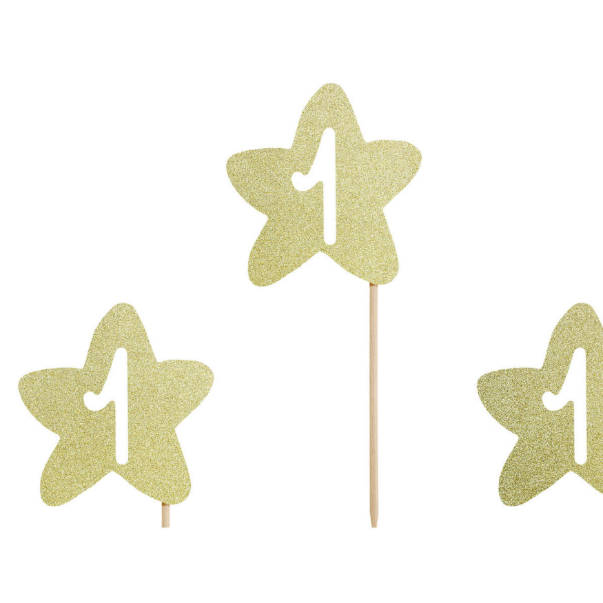 Décor de gâteau : 6 étoiles premier anniversaire 1st Birthda