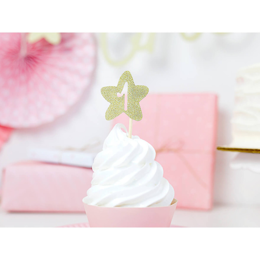 Décor de gâteau : 6 étoiles premier anniversaire 1st Birthda