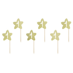 Décor de gâteau : 6 étoiles premier anniversaire 1st Birthda