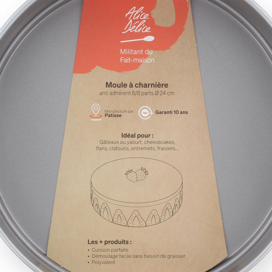 Moule à charnière en métal anti adhérent 6/8 parts 24 cm - Alice Délice