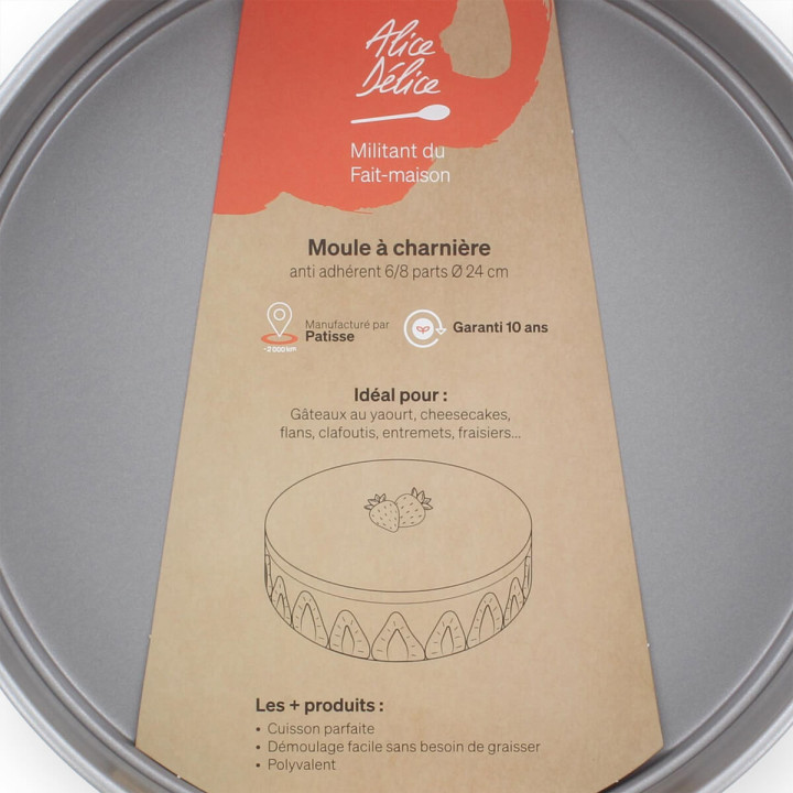 Moule à charnière en métal anti adhérent 6/8 parts 24 cm - Alice Délice