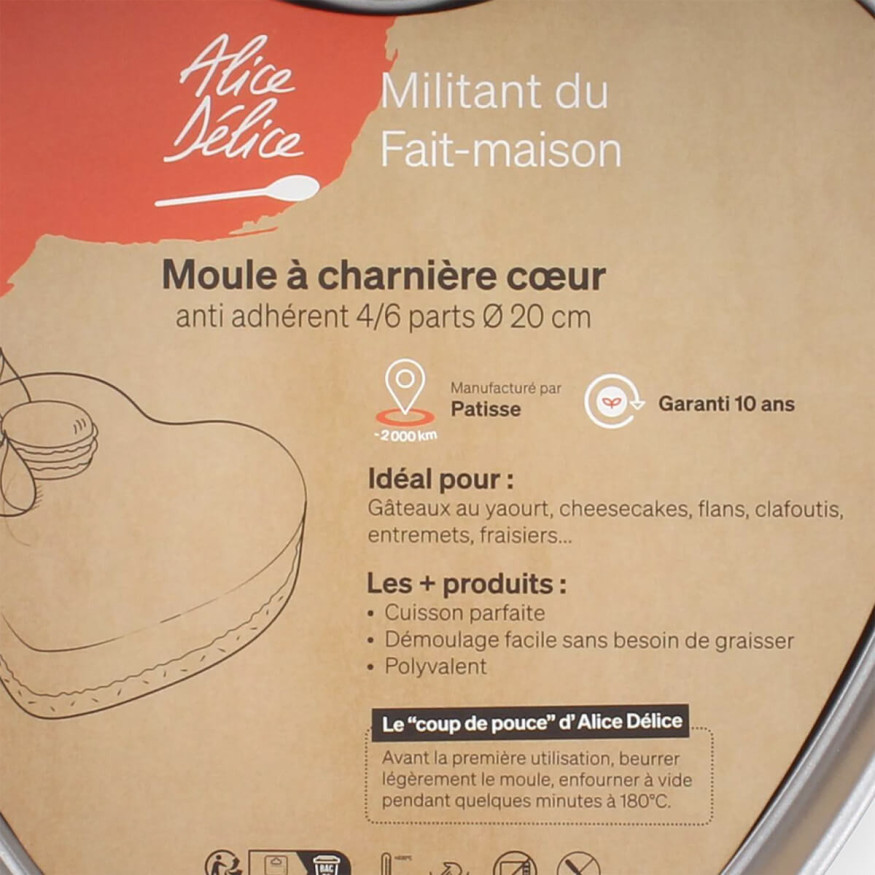 Moule à charnière coeur en métal anti adhérent 4/6 parts 20 