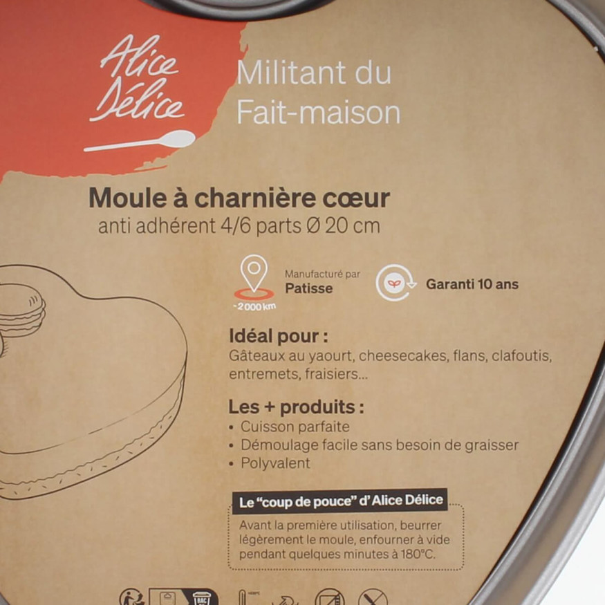 Moule à charnière coeur en métal anti adhérent 12 cm - Alice