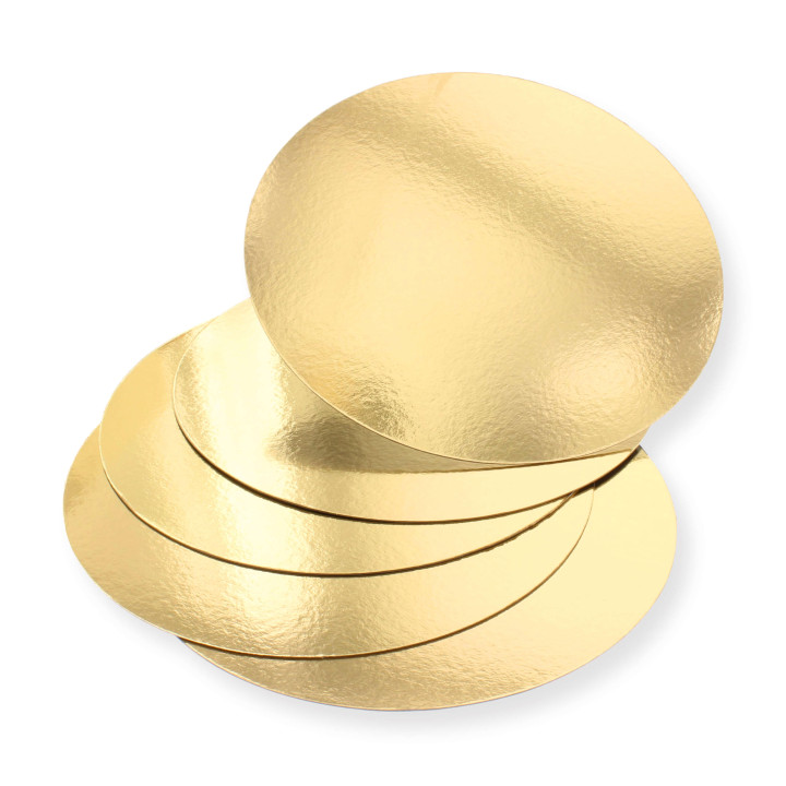 5 supports à gâteaux ronds dorés 28 cm