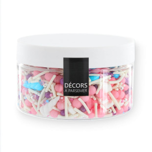 Décor à parsemer : mélange sprinkles Licorne bleu, rose et blanc