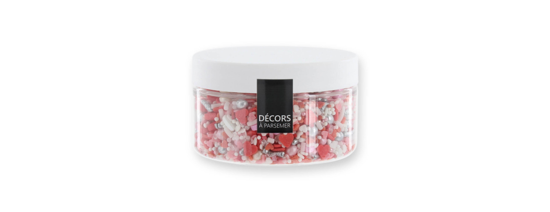 Décor à parsemer : mélange sprinkles Cœur rouge, rose et blanc