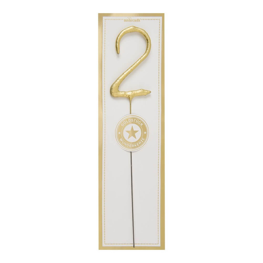 Bougie scintillante dorée : chiffre 2 - Wondercandle