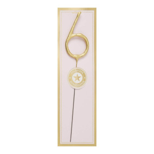 Bougie scintillante dorée : chiffre 6 - Wondercandle