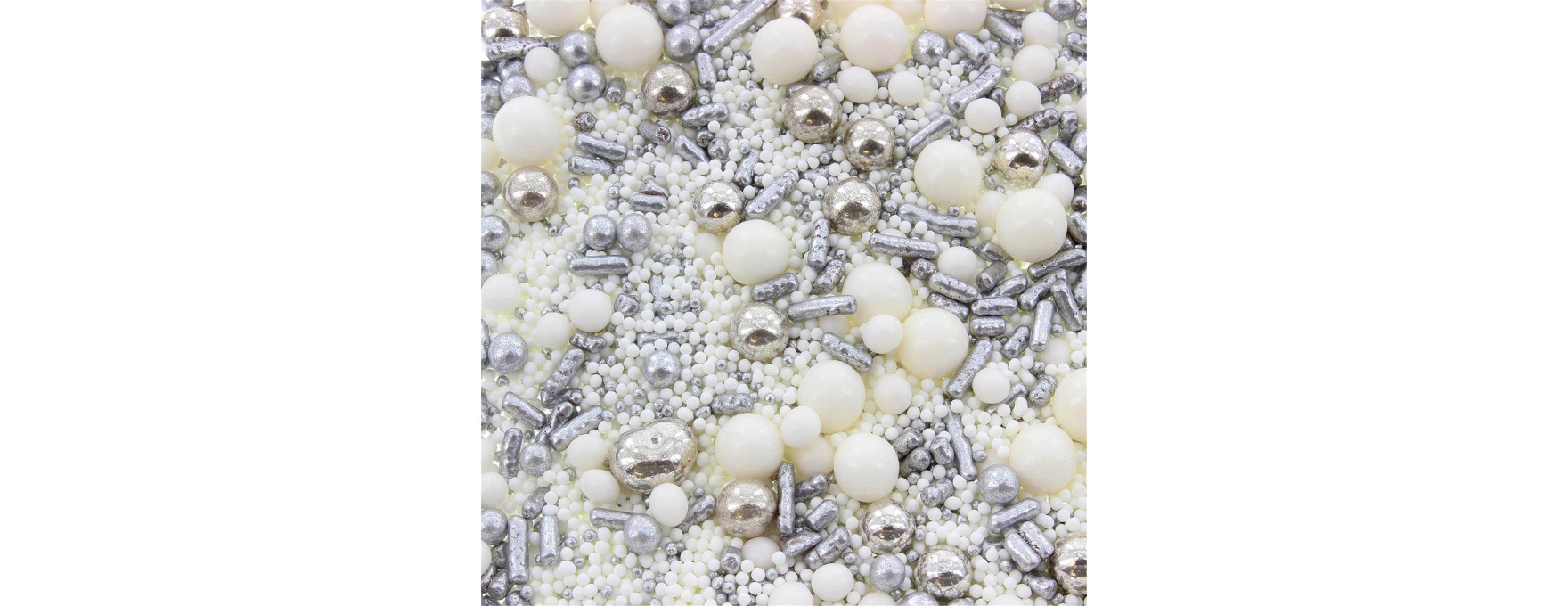 Décor à parsemer : mélange sprinkles blanc et argenté 100 gr