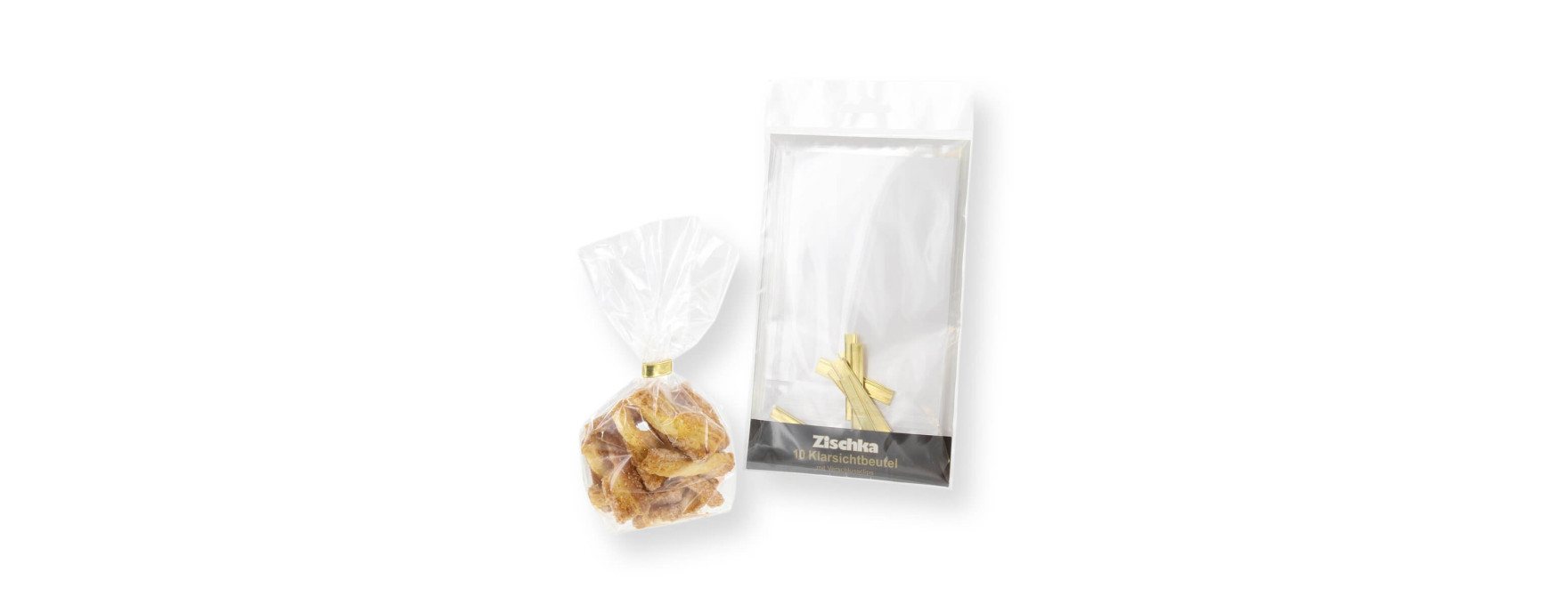 10 sachets confiseur transparent avec clips 11,5 x 19 cm - Zischka