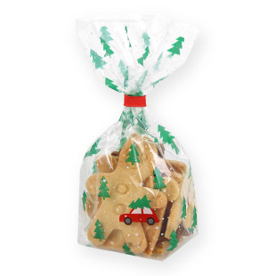 10 sachets confiseur avec clips Sapins de Noël 11.5 x 19 cm