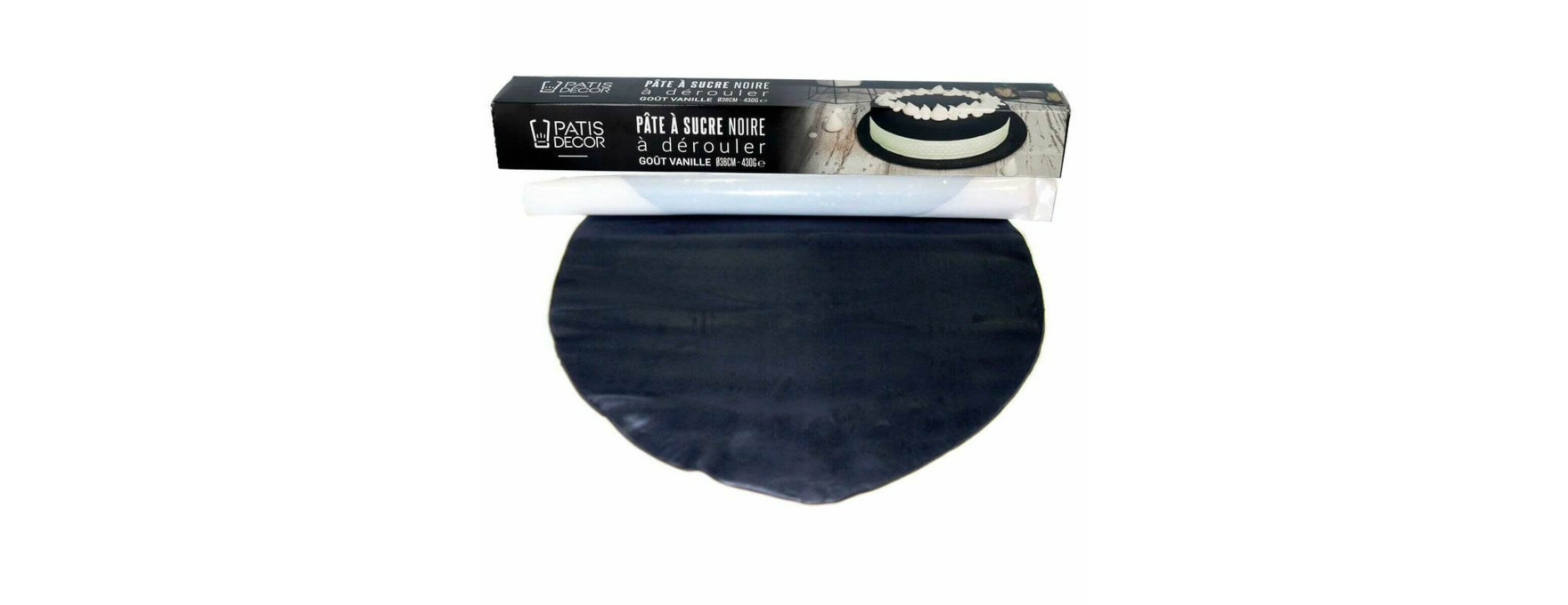 Rouleau de pâte à sucre étalée noir 36 cm 430 gr - Patisdeco