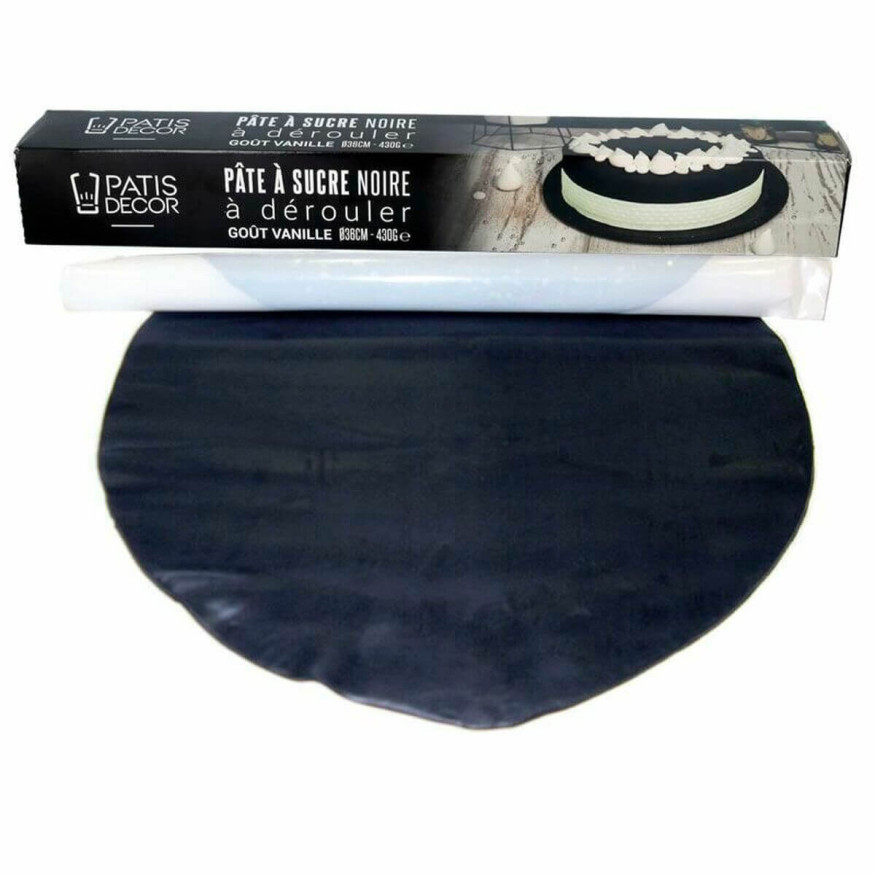 Rouleau de pâte à sucre étalée noir 36 cm 430 gr - Patisdeco