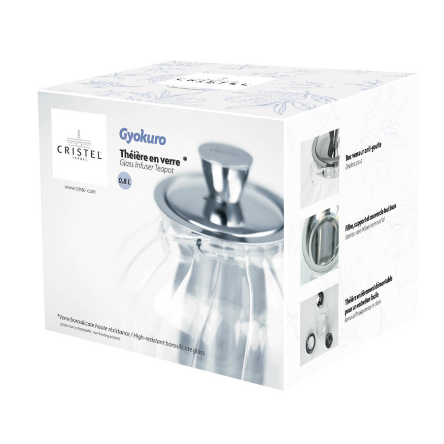 Théière transparente en verre et inox Gyokuro 1.20 l - Crist