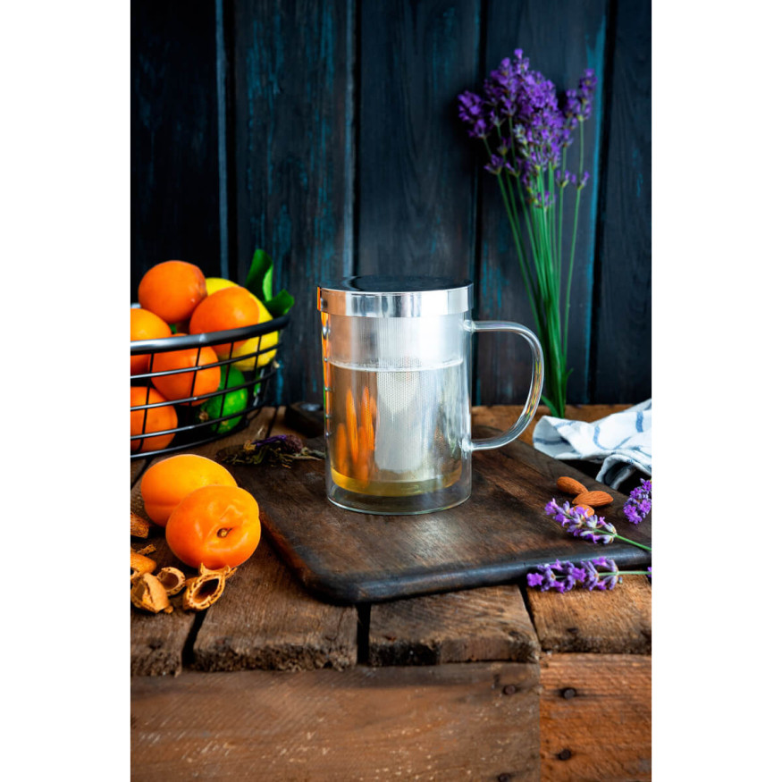 Tisanière tasse à thé double paroi avec infuseur transparent