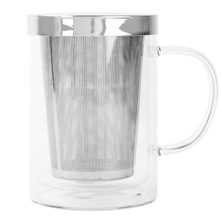 Tisanière tasse à thé double paroi avec infuseur transparent