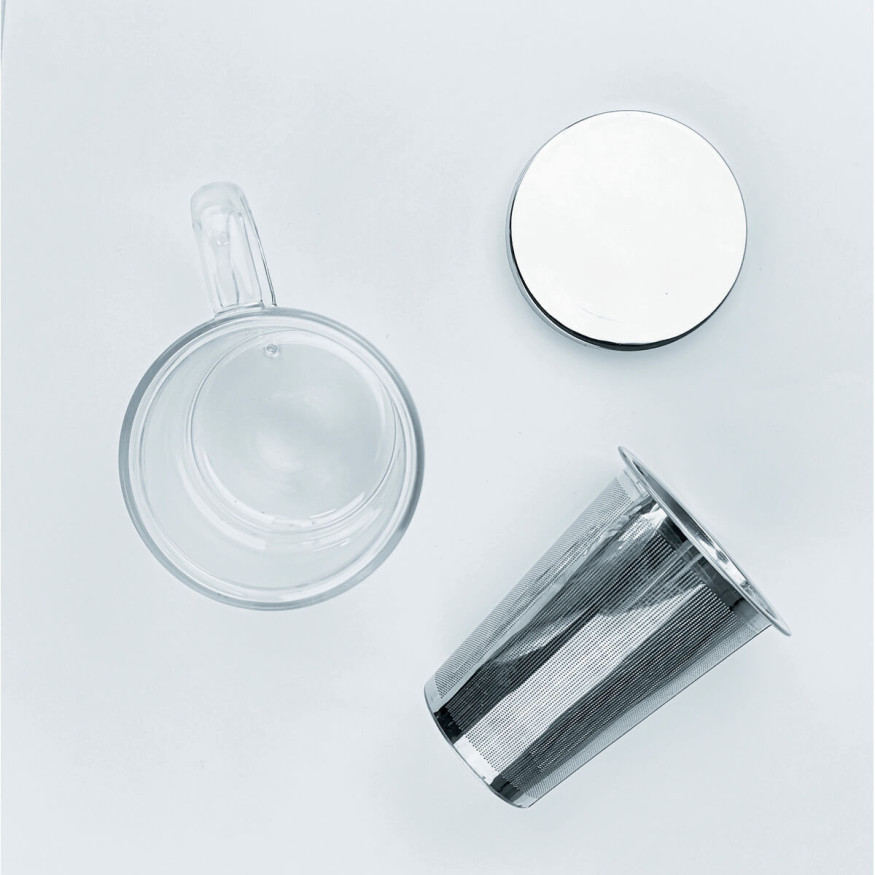 Tisanière tasse à thé double paroi avec infuseur transparent