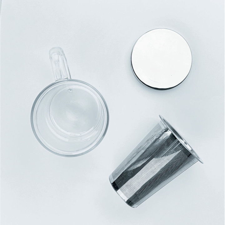 Tisanière tasse à thé double paroi avec infuseur transparent