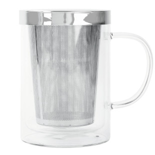 Tisanière tasse à thé double paroi avec infuseur transparent