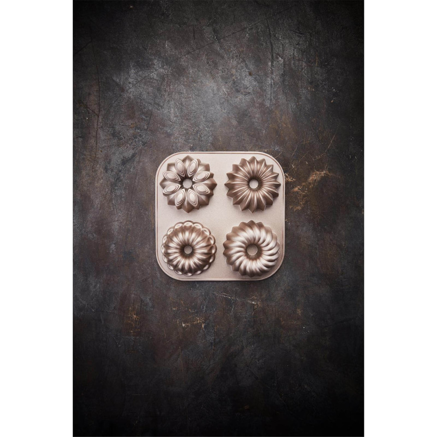 Moule bundt cake : Contoura Belissima 4 gâteaux 10 cm en fon