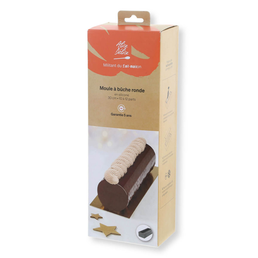 Moule à bûche de Noël ronde en silicone noir 30 cm 10/12 par