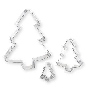 Set de 3 emporte-pièces en inox sapins de Noël 4, 8 et 15 cm