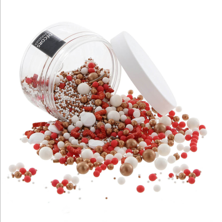 Décor à parsemer : mélange sprinkles de Noël Canne à sucre e