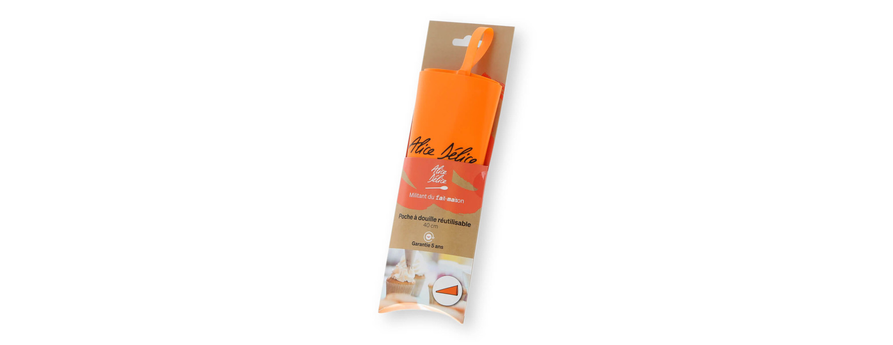Poche à douille réutilisable en silicone orange 40 cm - Alice Délice